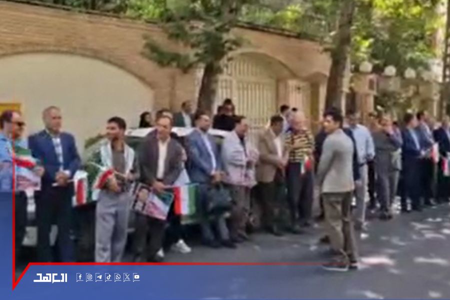 رياضيون إيرانيون ينددون بالعدوان الصهيوني من أمام مقر الأمم المتحدة  في طهران