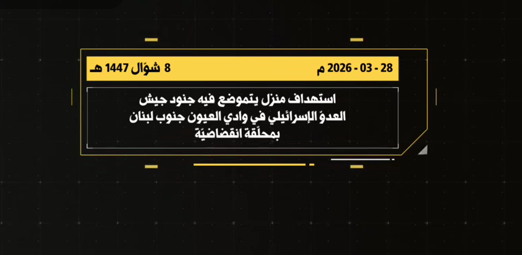 فيديو: المقاومة تستهدف منزلًا يتموضع فيه جنود العدو  في وادي العيون