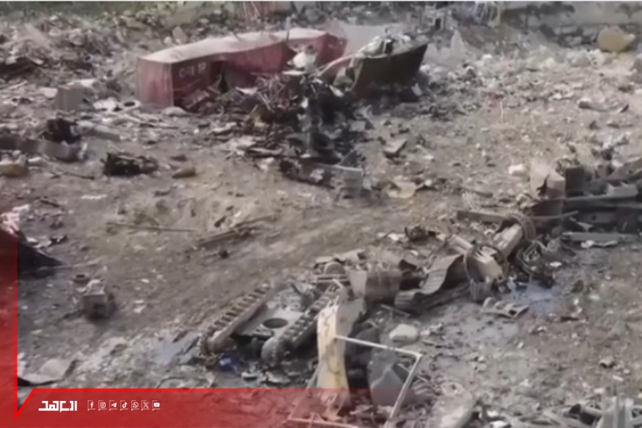 فيديو| دمار هائل جراء غارات الاحتلال على معرض الجرافات والآليات في الداودية