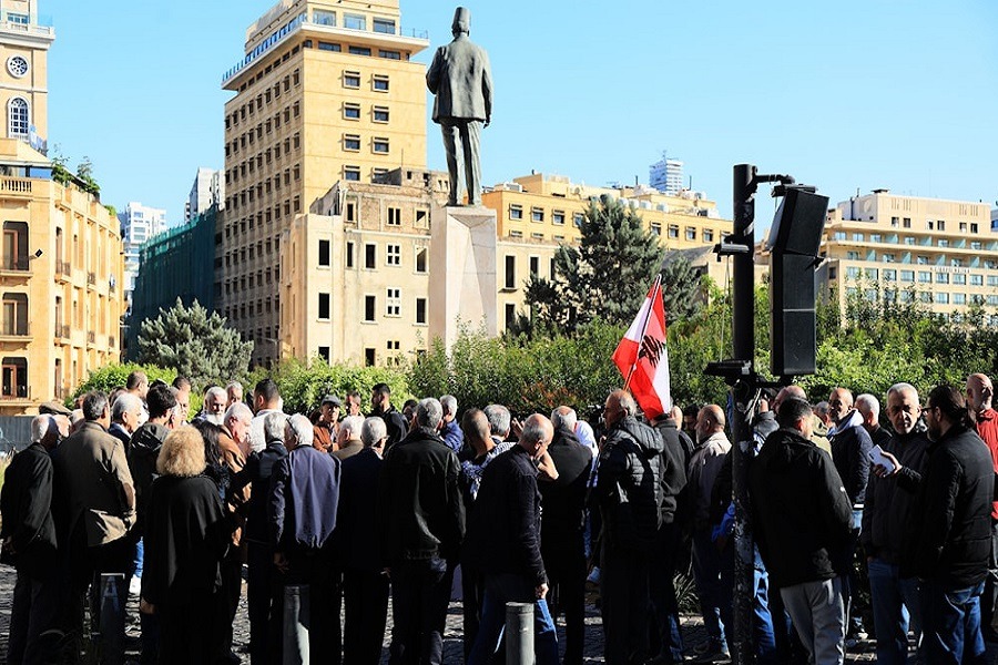 وقفة احتجاجية لهيئة تنسيق العمل الوطني في رياض الصلح بالتزامن مع اجتماع 