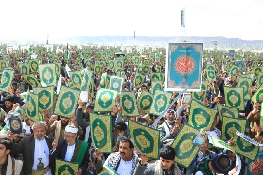 مسيرات مليونية في صنعاء والمحافظات تنديدًا بالإساءة للقرآن ونصرة فلسطين