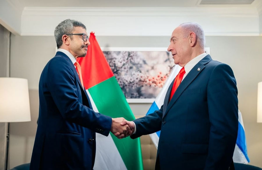 أول لقاء بعد عدوان الدوحة.. وزير خارجية الإمارات يُطالب نتنياهو بإنهاء الحرب على غزّة