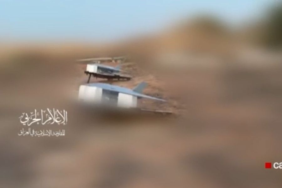  مشاهد من اطلاق المقاومة الإسلامية في العراق لطيران مسيّر باتجاه قواعد الاحتلال