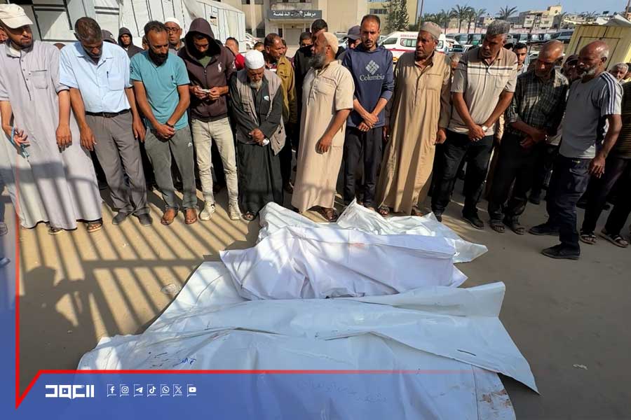 تشييع شهداء عائلة أبو هداف في خان يونس