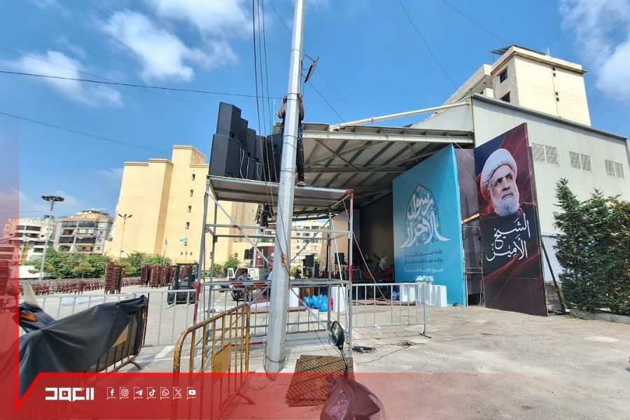 بالصور| اكتمال التحضيرات للمهرجان النبوي المركزي في باحة عاشوراء بالضاحية الجنوبية