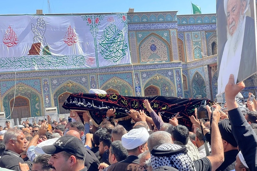 تشييع آية الله الفياض الى مثواه الأخير في الكاظمية