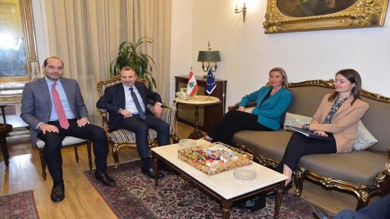 باسيل يستقبل موغريني: طالما الارض محتلة تبقى المقاومة محتضنة من الحكومة وكل الشعب