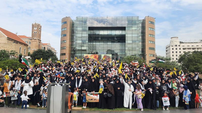 الهيئات النسائية تنظّم وقفة تضامنية مع غزة أمام مبنى الإسكوا في وسط بيروت