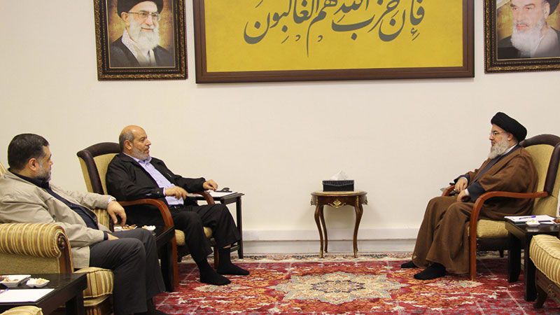 السيد نصر الله يستقبل الحية.. تأكيد على مواصلة العمل والصمود حتى تحقيق الانتصار