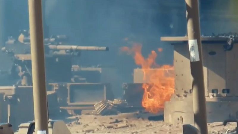 فيديو: استهداف وتدمير آليات العدو في حي تل الهوى غرب مدينة غزة 