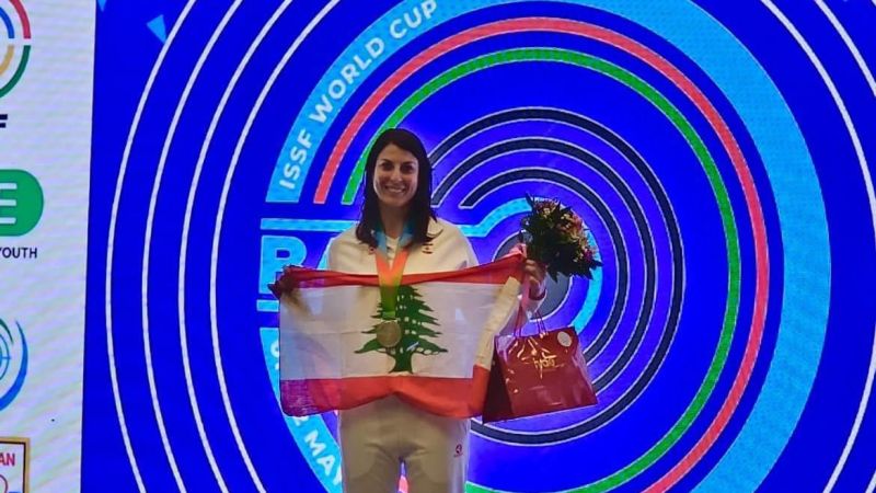 اللبنانية باسيل تتوج بكأس العالم للرماية 